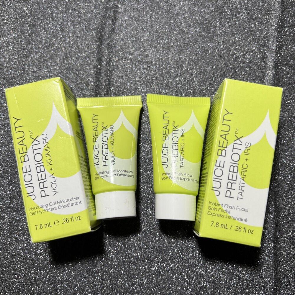 2pc Juice Beauty Prebiotix Instant Flash Facial & Gel Moisturizer Both .26oz NIB